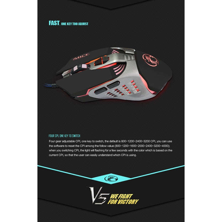 iMICE V5 USB 7 Buttons 4000 DPI Wired Optical Colorful Backlight Gaming Mouse for Computer PC Lap...