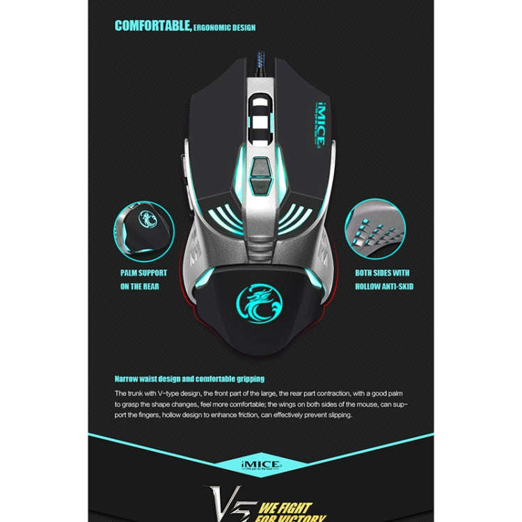 iMICE V5 USB 7 Buttons 4000 DPI Wired Optical Colorful Backlight Gaming Mouse for Computer PC Lap...