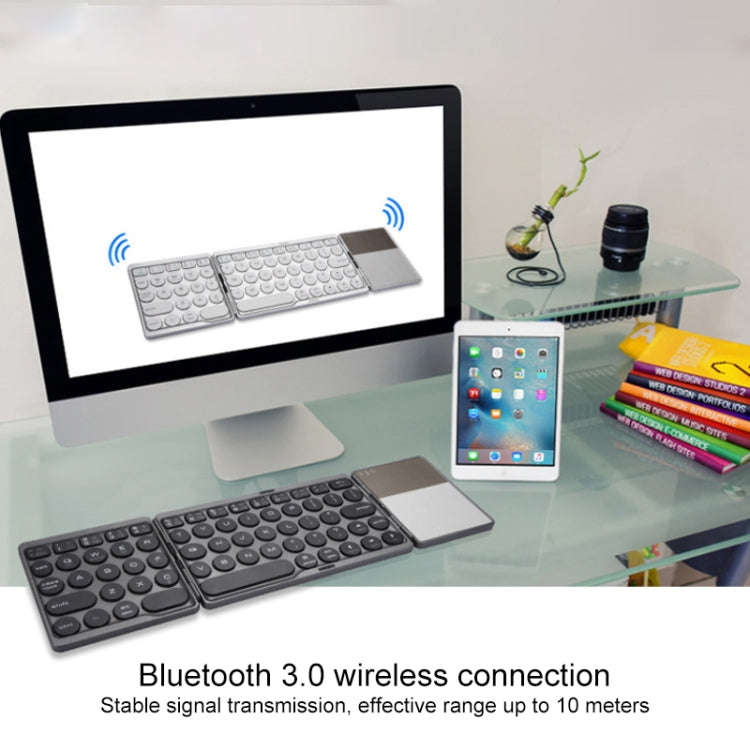 GK408 Three-fold Rechargeable Wireless Bluetooth Keyboard with Touchpad, Support Android / IOS / ...