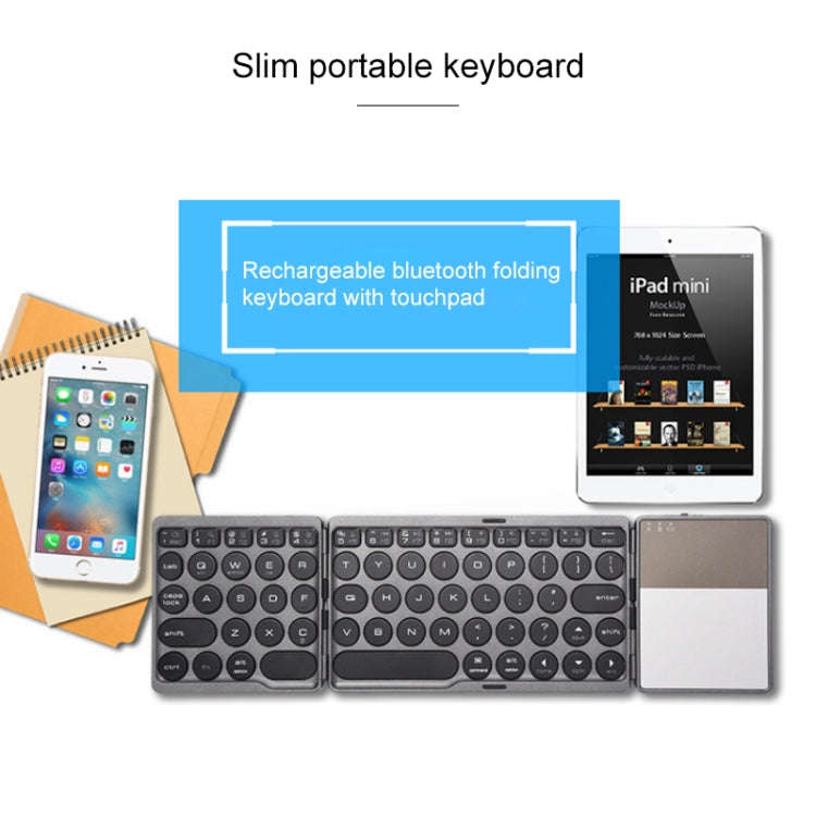 GK408 Three-fold Rechargeable Wireless Bluetooth Keyboard with Touchpad, Support Android / IOS / ...