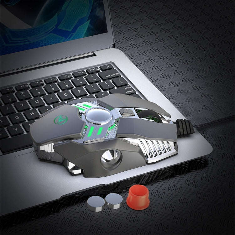 HXSJ J200 7 Keys Programmable Wired E-sports Mechanical Mouse with Light (Silver Grey)