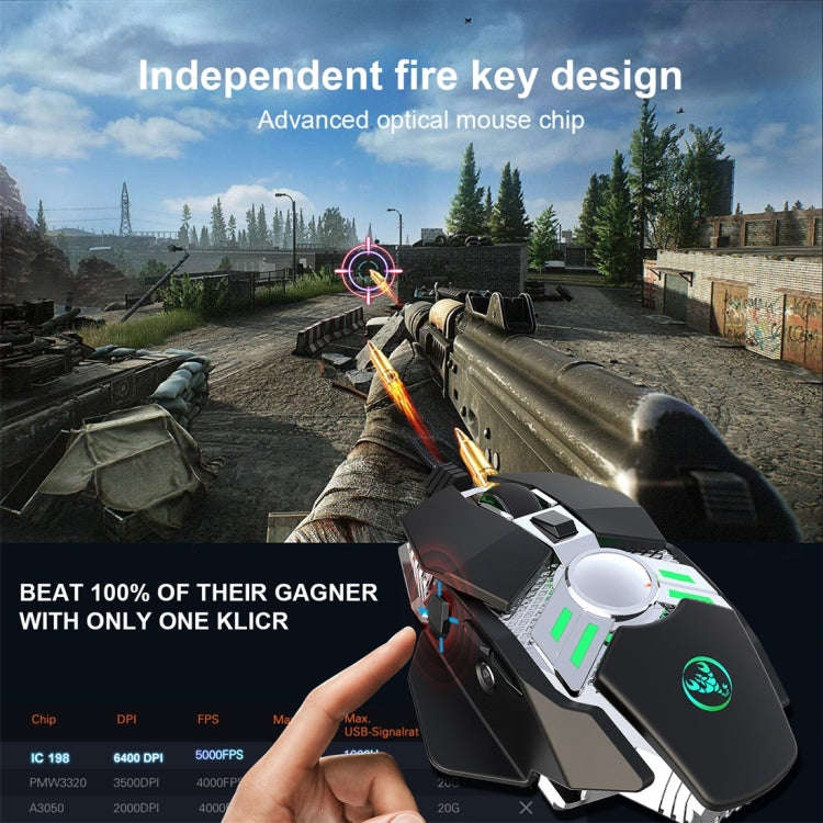 HXSJ J200 7 Keys Programmable Wired E-sports Mechanical Mouse with Light (Silver Grey)