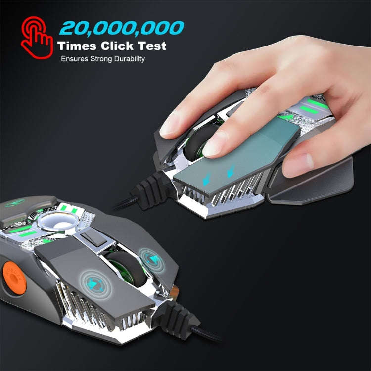 HXSJ J200 7 Keys Programmable Wired E-sports Mechanical Mouse with Light (Silver Grey)