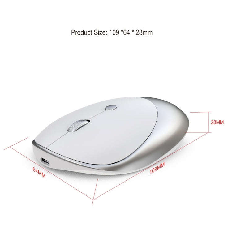 HXSJ T36 2.4G Bluetooth 5.0+3.0 Three-mode Silent Design Wireless Bluetooth Mouse (Silver)
