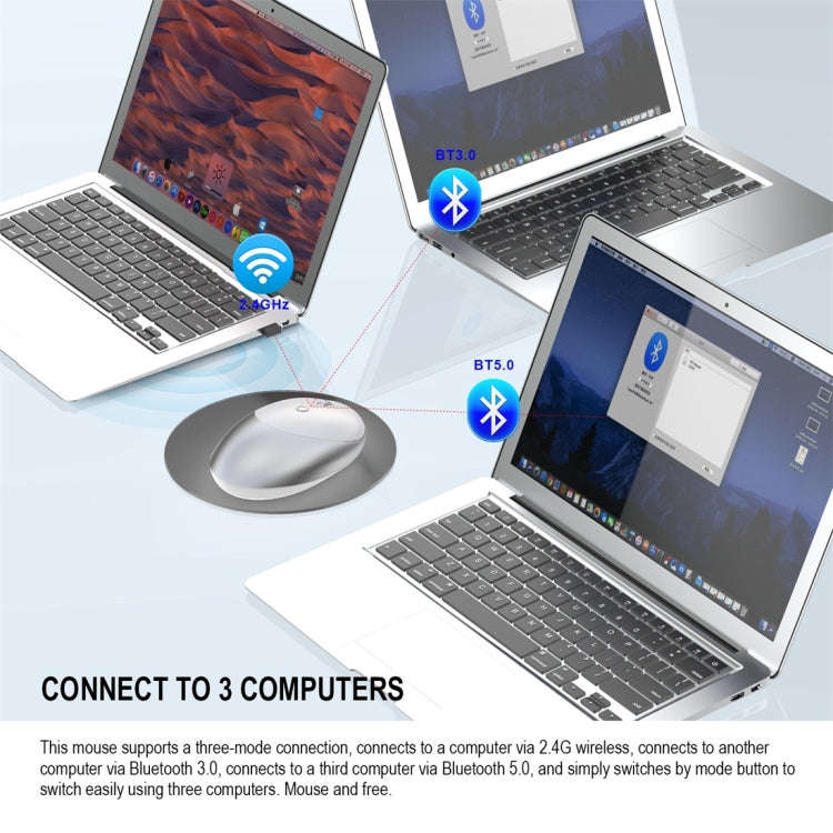 HXSJ T36 2.4G Bluetooth 5.0+3.0 Three-mode Silent Design Wireless Bluetooth Mouse (Silver)
