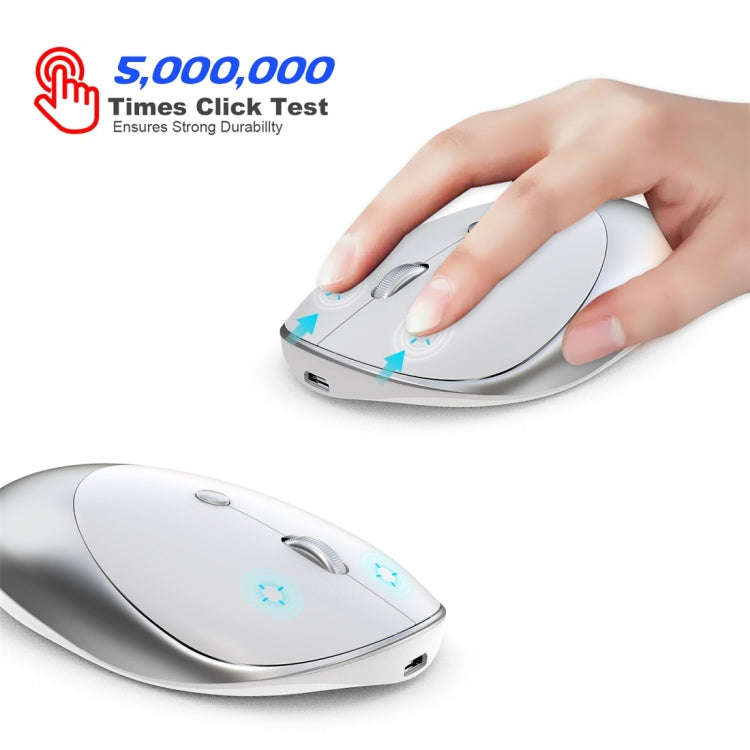 HXSJ T36 2.4G Bluetooth 5.0+3.0 Three-mode Silent Design Wireless Bluetooth Mouse (Silver)