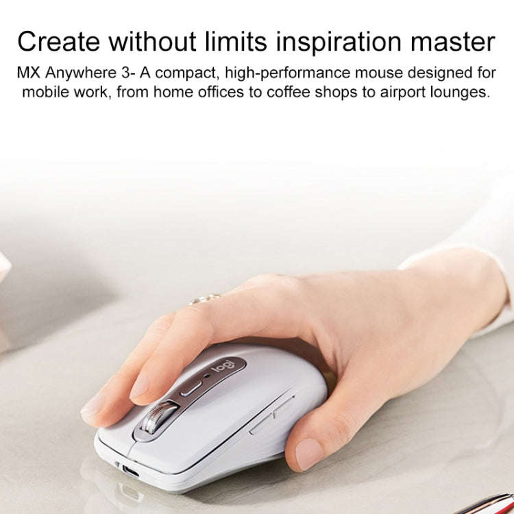 Logitech MX Anywhere 3S 4 Keys Wireless Bluetooth Dual Mode Mute Mouse (White)