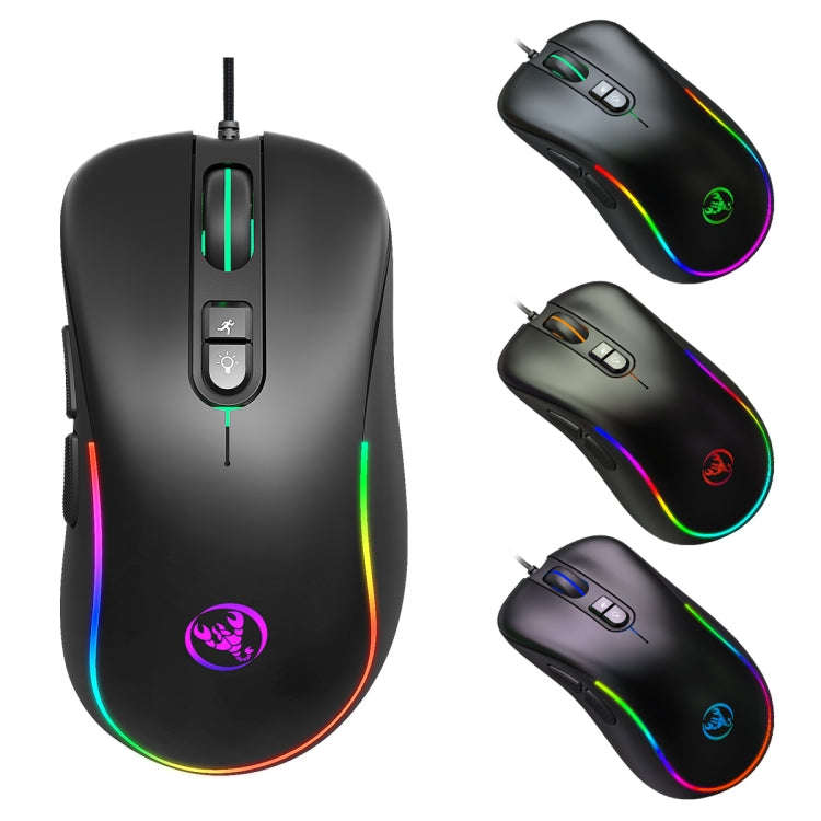 HXSJ J300 7 Keys RGB Lighting Programmable Gaming Wired Mouse(Black)