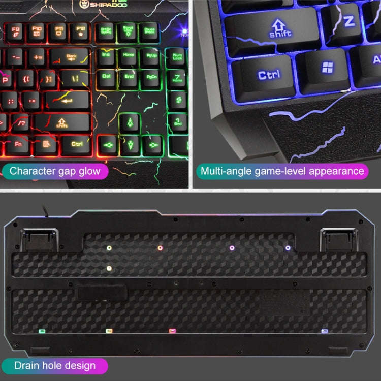 SHIPADOO D620 104-key Wired RGB Color Cracked Backlight Gaming Keyboard Mouse Kit for Laptop, PC