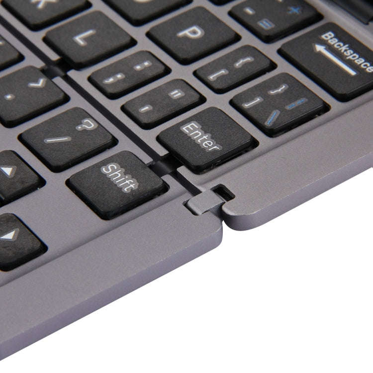 F18 Ultra-slim Rechargeable Foldable 58 Keys Bluetooth Wireless Keyboard with Holder (Grey)