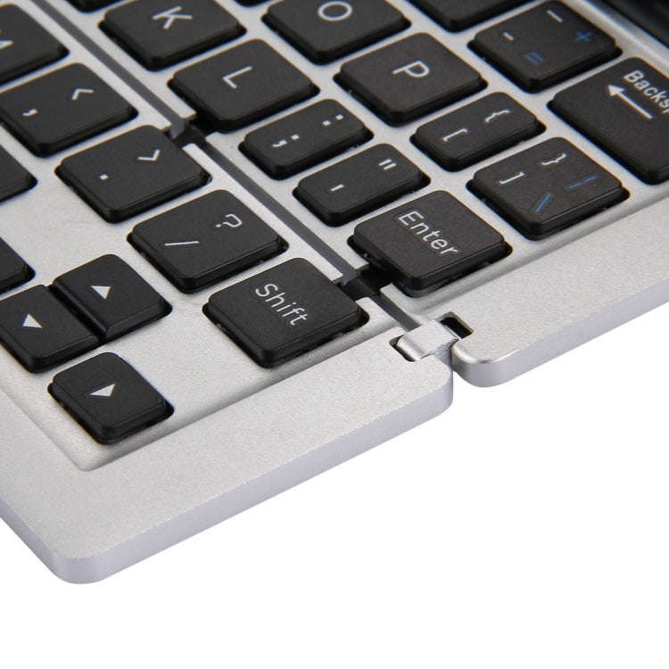 F18 Ultra-slim Rechargeable Foldable 58 Keys Bluetooth Wireless Keyboard with Holder (Silver)