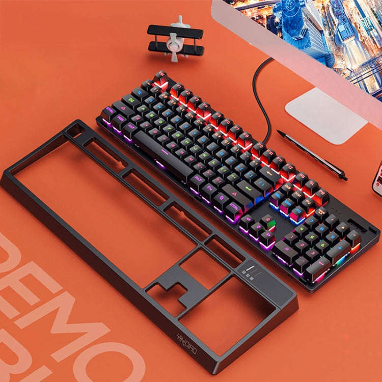 YINDIAO K300 USB Detachable Panel Mechanical Lighting Blue Shaft Gaming Wired Keyboard(Black)