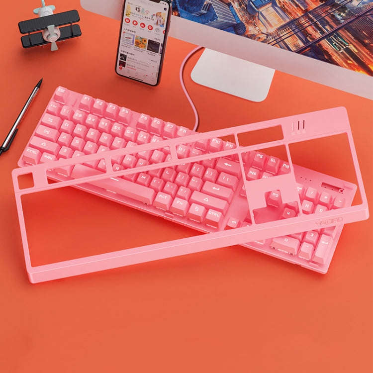 YINDIAO K300 USB Detachable Panel Mechanical Lighting Blue Shaft Gaming Wired Keyboard (Pink)