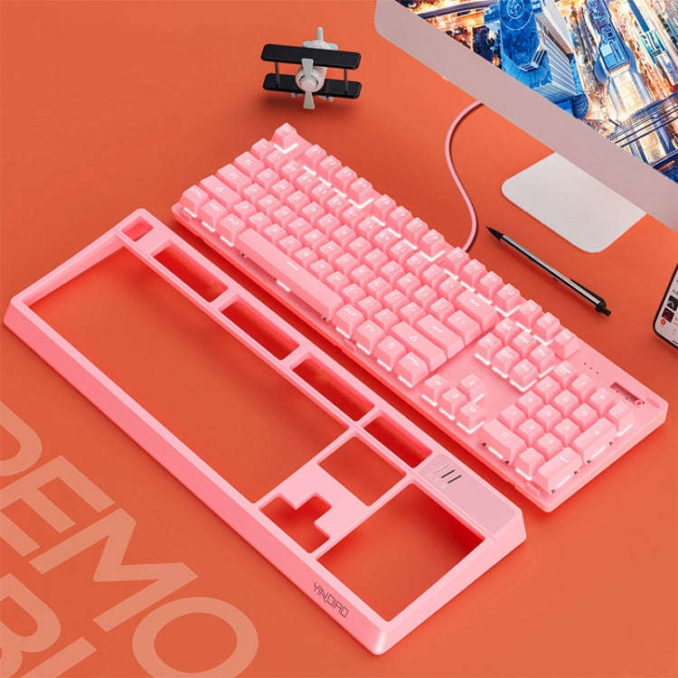 YINDIAO K300 USB Detachable Panel Mechanical Lighting Blue Shaft Gaming Wired Keyboard (Pink)