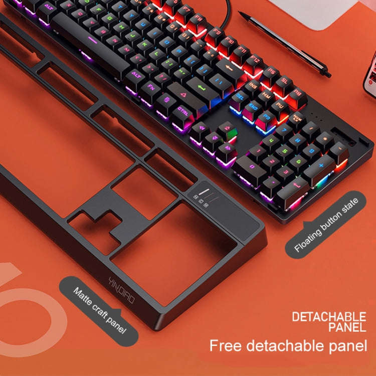 YINDIAO K300 USB Detachable Panel Mechanical Lighting Blue Shaft Gaming Wired Keyboard (White)