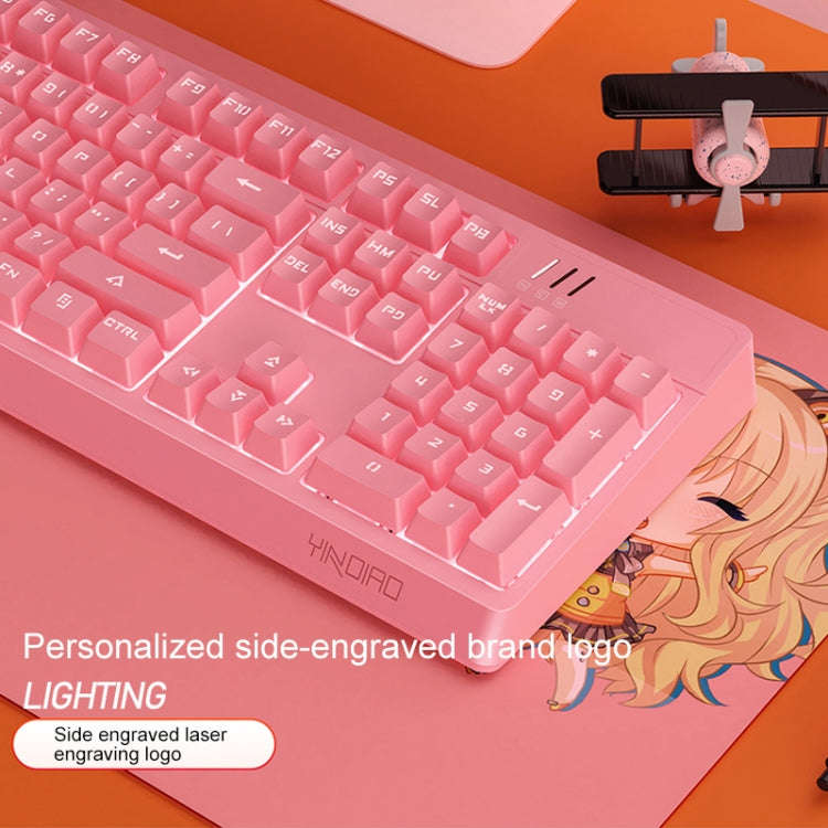 YINDIAO K300 USB Detachable Panel Mechanical Lighting Blue Shaft Gaming Wired Keyboard (Pink)