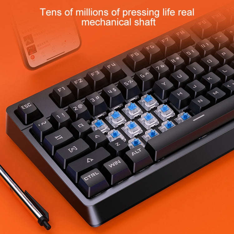 YINDIAO K300 USB Detachable Panel Mechanical Lighting Blue Shaft Gaming Wired Keyboard (Pink)