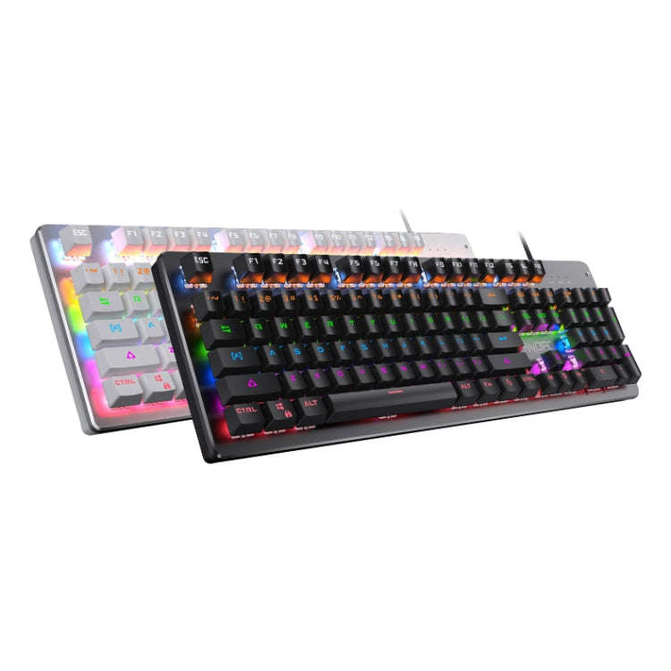 YINDIAO Classic Square Keys Mixed Light USB Mechanical Gaming Wired Keyboard, Blue Shaft (Black)