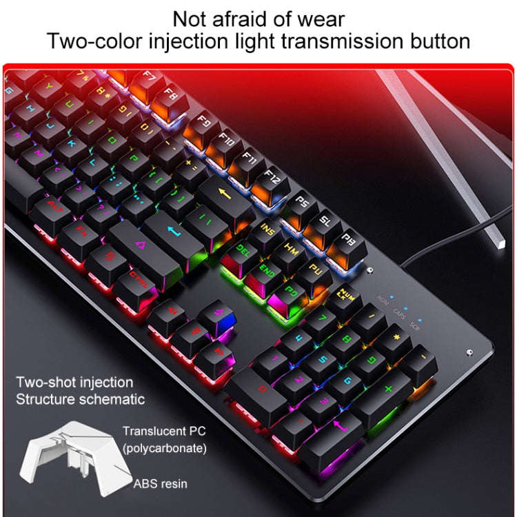 YINDIAO Classic Square Keys Mixed Light USB Mechanical Gaming Wired Keyboard, Blue Shaft (Black)