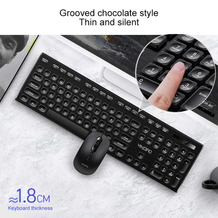 YINDIAO V3 Max Business Office Silent Wireless Keyboard Mouse Set (Black)