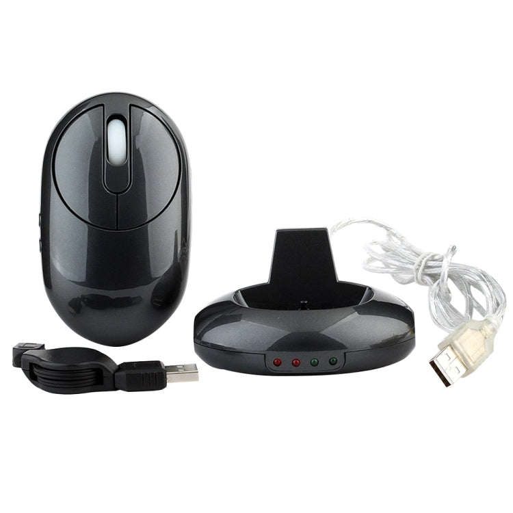 MZ-012 2.4G 1200 DPI Wireless Rechargeable Optical Mouse with 3 Ports USB HUB / Charging Dock(Grey)