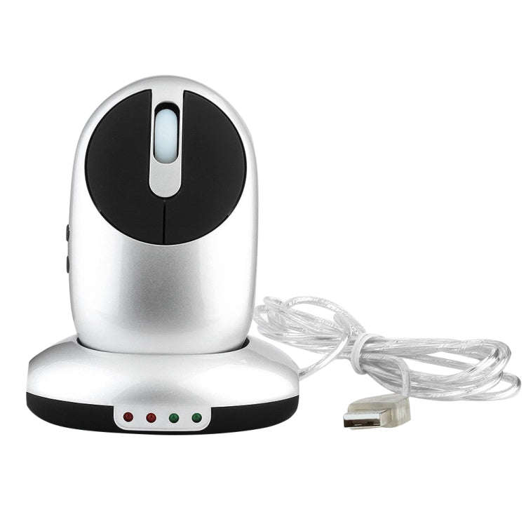MZ-012 2.4G 1200 DPI Wireless Rechargeable Optical Mouse with 3 Ports USB HUB / Charging Dock(Sil...