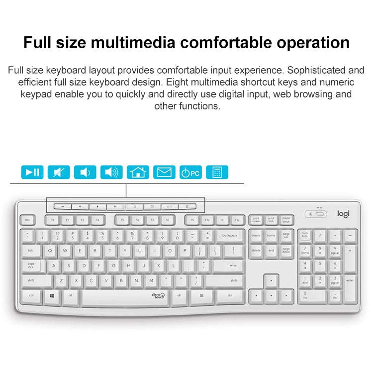 Logitech MK295 USB Wireless Silence Keyboard Mouse Set (White)