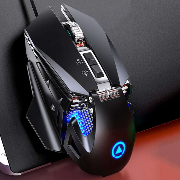 YINDIAO G10 7200DPI 7-modes Adjustable 7-keys RGB Light Wired Metal Mechanical Hard Core Macro Mo...