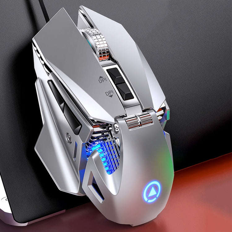 YINDIAO G10 7200DPI 7-modes Adjustable 7-keys RGB Light Wired Metal Mechanical Hard Core Macro Mo...