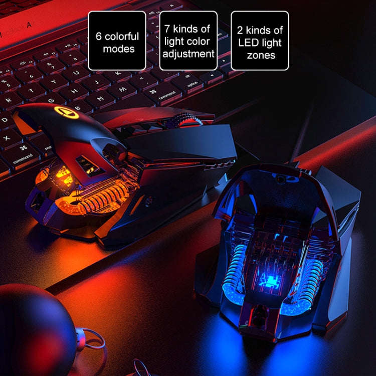 YINDIAO G10 7200DPI 7-modes Adjustable 7-keys RGB Light Wired Metal Mechanical Hard Core Macro Mo...