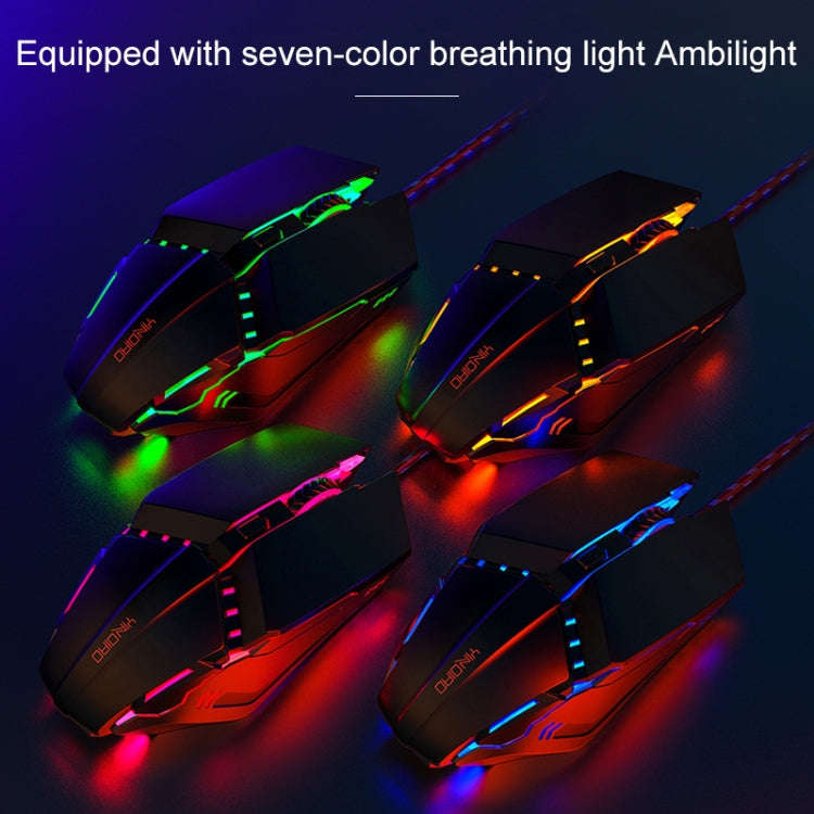 YINDIAO 3200DPI 4-modes Adjustable 7-keys RGB Light Wired Metal Mechanical Hard Core Macro Mouse,...