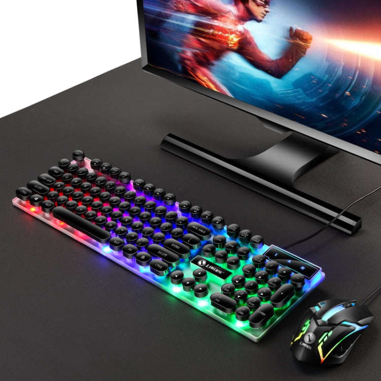 TX300 Mechanical Feel Backlight Punk Wired Keyboard Mouse Set (Black)