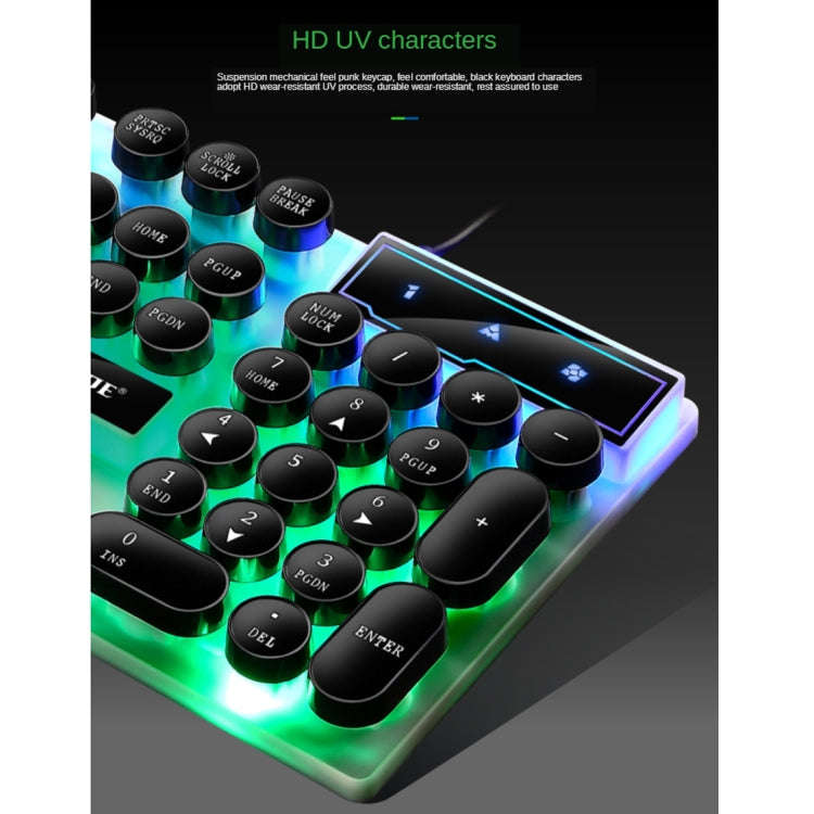 TX300 Mechanical Feel Backlight Punk Wired Keyboard Mouse Set (Black)