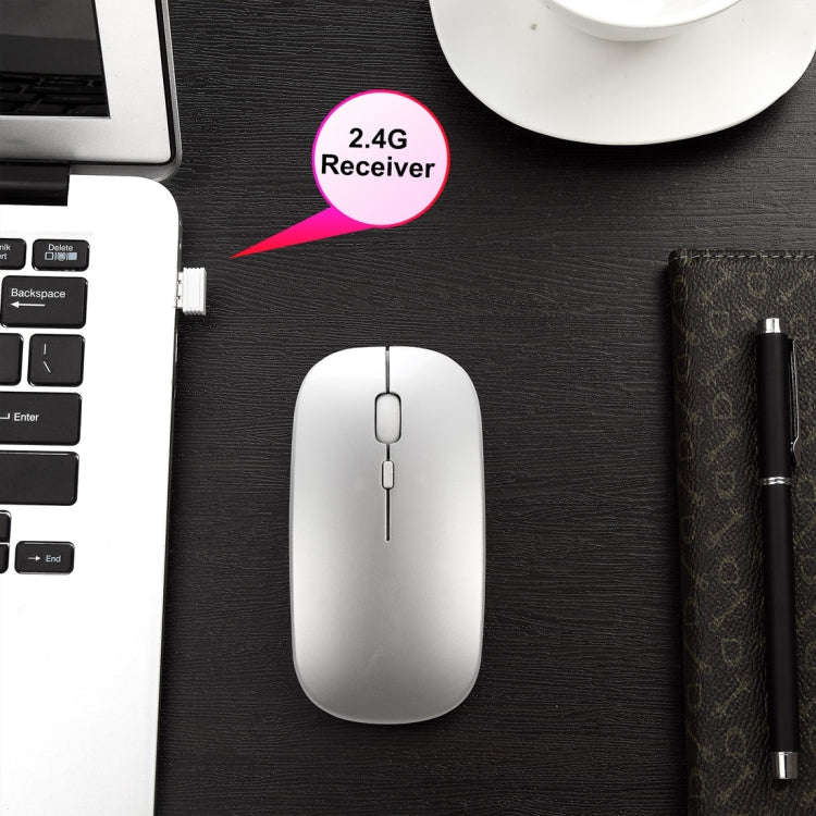 HXSJ M90 2.4GHz Ultrathin Mute Rechargeable Dual Mode Wireless Bluetooth Notebook PC Mouse(Black)