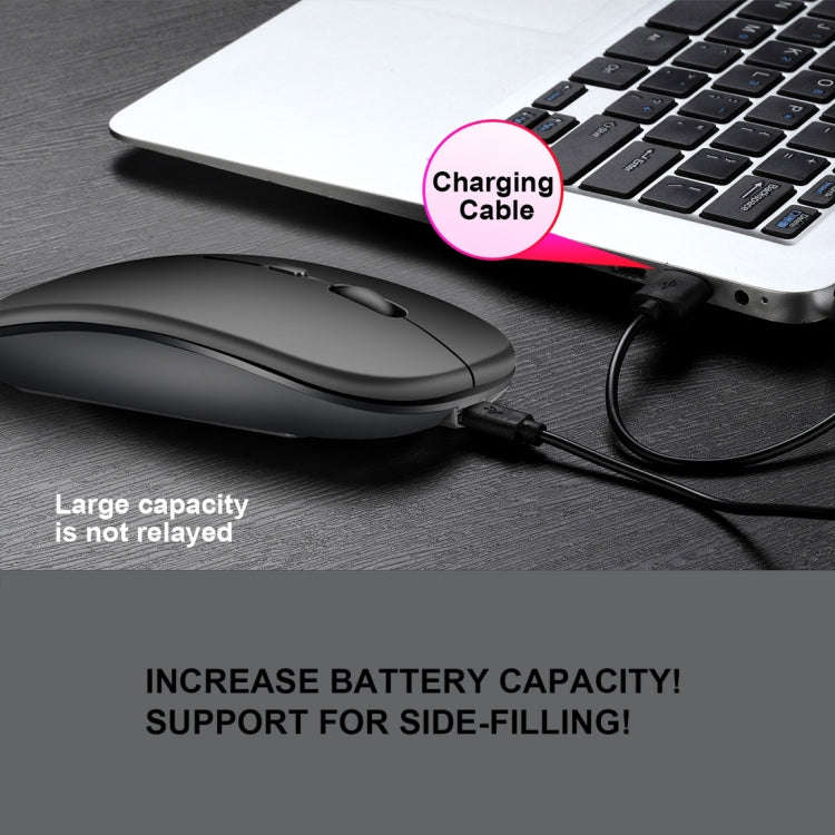 HXSJ M90 2.4GHz Ultrathin Mute Rechargeable Dual Mode Wireless Bluetooth Notebook PC Mouse(Black)