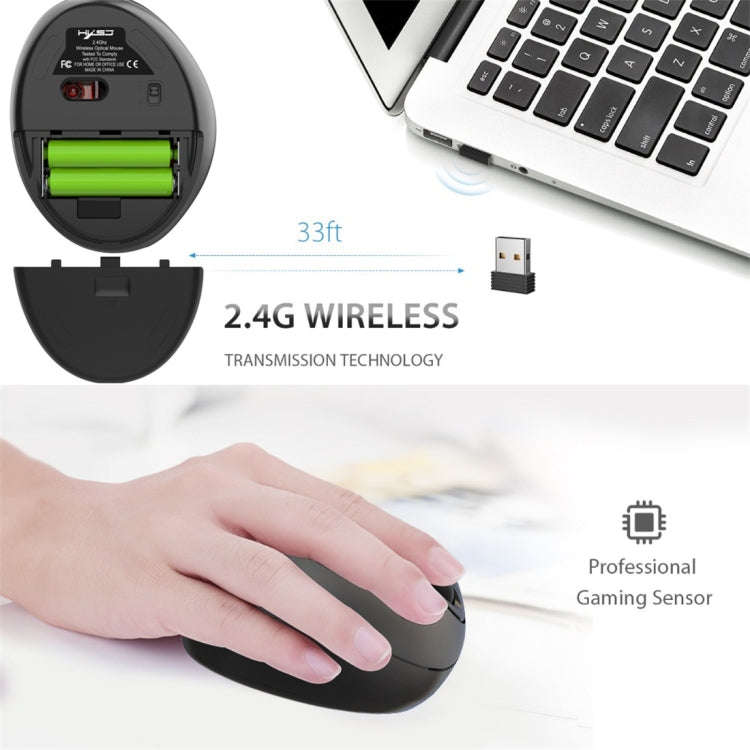 HXSJ T33 2.4GHz Ergonomic Optical Wireless Notebook PC Mouse (Black)
