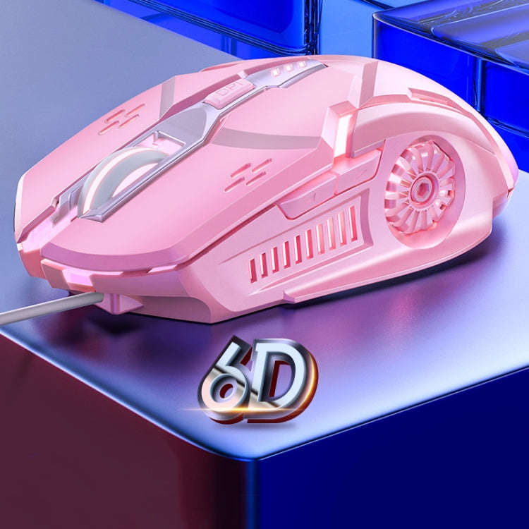 YINDIAO G5 3200DPI 4-modes Adjustable 6-keys RGB Light Wired Gaming Mouse (Pink)