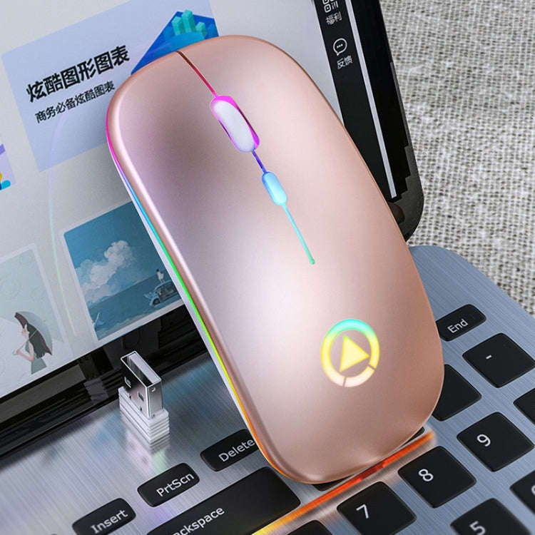 YINDIAO A2 2.4GHz 1600DPI 3-modes Adjustable RGB Light Rechargeable Wireless Silent Mouse (Rose G...