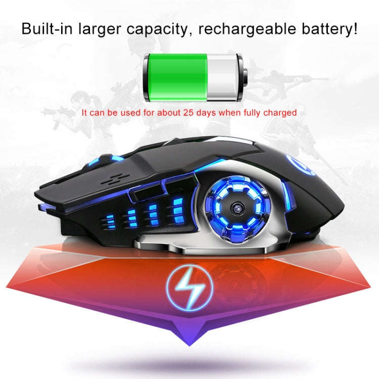 YINDIAO A4 2.4GHz 1600DPI 3-modes Adjustable Rechargeable Wireless Silent Gaming Mouse (Black Sil...