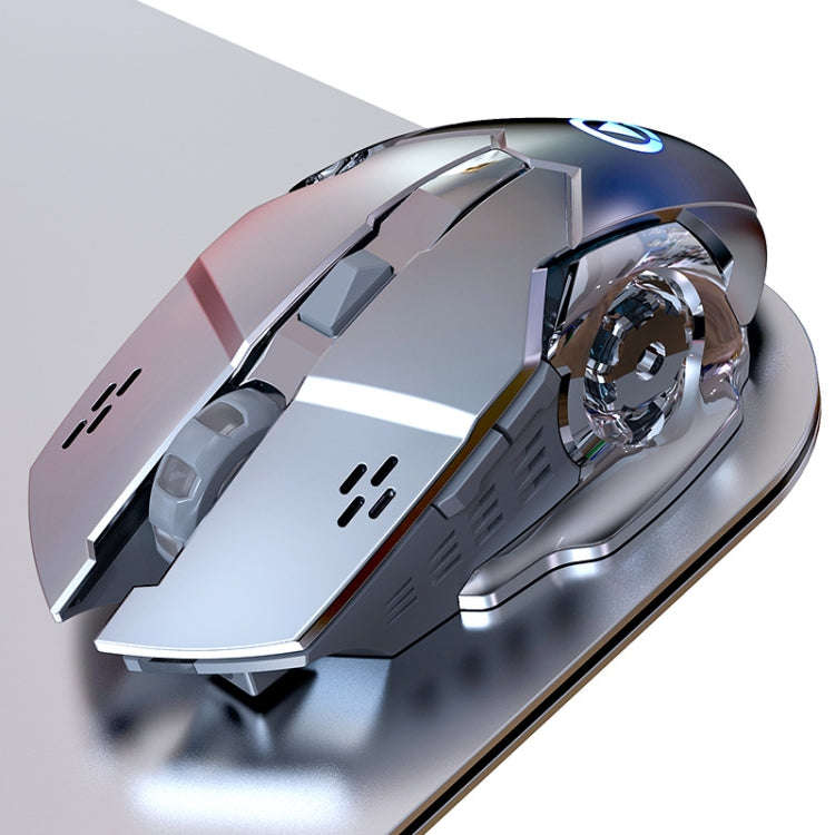 YINDIAO A4 2.4GHz 1600DPI 3-modes Adjustable Rechargeable Wireless Silent Gaming Mouse (Grey Silver)
