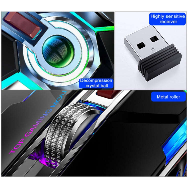 YINDIAO A5 2.4GHz 1600DPI 3-modes Adjustable Rechargeable RGB Light Wireless Silent Gaming Mouse ...