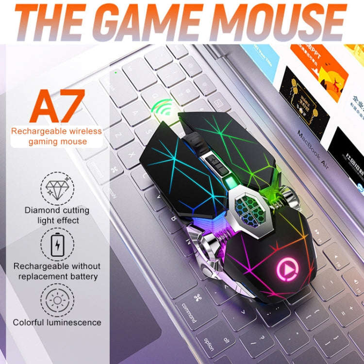YINDIAO A7 2.4GHz 1600DPI 3-modes Adjustable 7-keys Rechargeable RGB Light Wireless Silent Gaming...