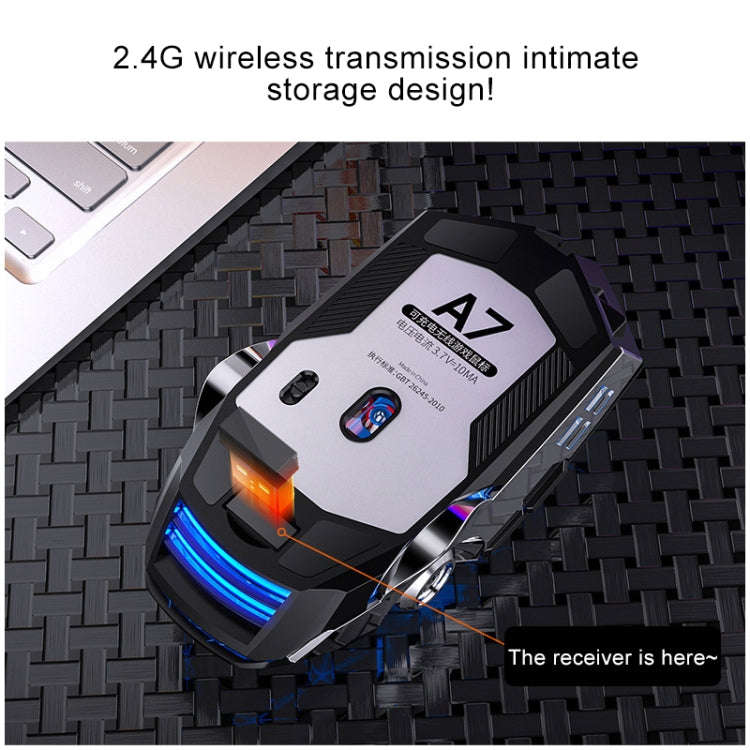 YINDIAO A7 2.4GHz 1600DPI 3-modes Adjustable 7-keys Rechargeable RGB Light Wireless Silent Gaming...