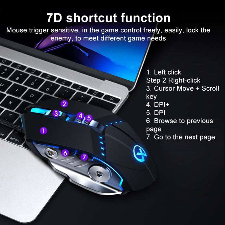 GM20 3200DPI 4-modes Adjustable 7-keys RGB Light Wired Gaming Mouse (White)