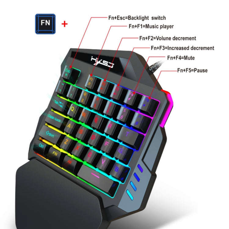 HXSJ  V100 + A876 Mobile Game One Hand Wired Keyboard + Mouse Set