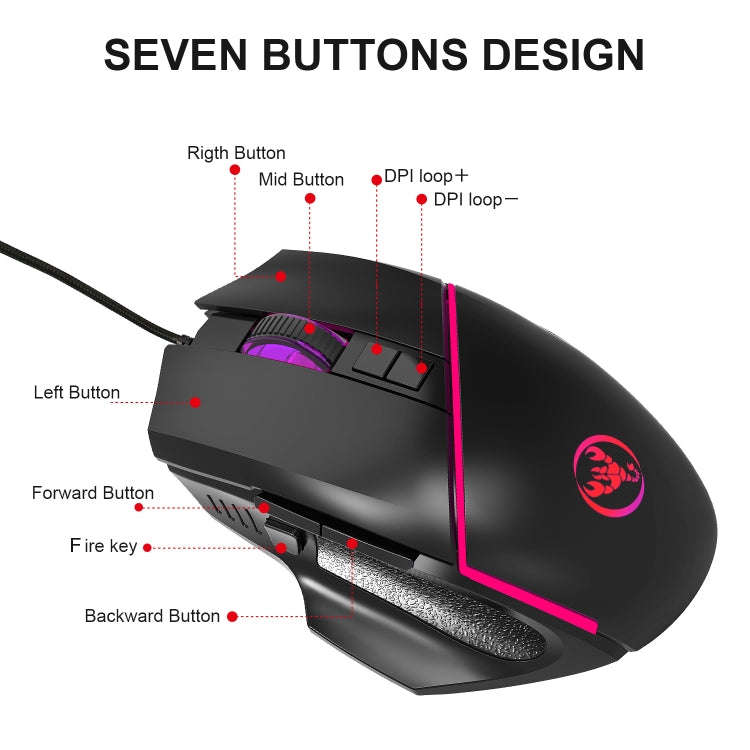 HXSJ  V100 + A876 Mobile Game One Hand Wired Keyboard + Mouse Set