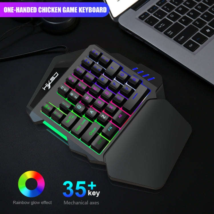 HXSJ  V100 + A876 Mobile Game One Hand Wired Keyboard + Mouse Set