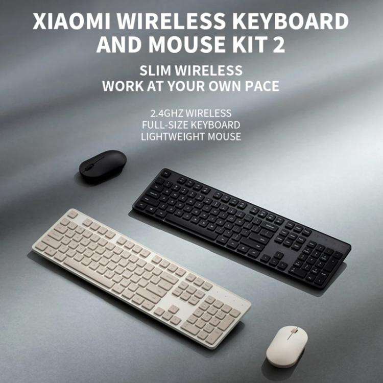 Original Xiaomi 2.4GHz Wireless Keyboard + Mouse Set 2 for Notebook Desktop Laptop(Milk Tea White)