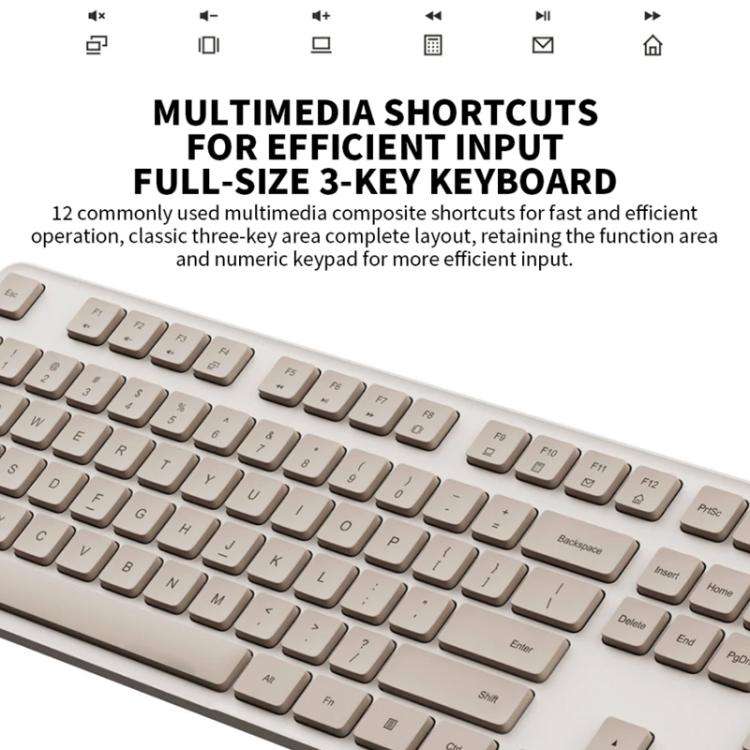 Original Xiaomi 2.4GHz Wireless Keyboard + Mouse Set 2 for Notebook Desktop Laptop(Milk Tea White)