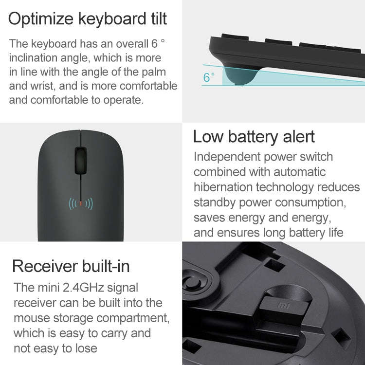 Original Xiaomi 2.4GHz Wireless Keyboard + Mouse Set 2 for Notebook Desktop Laptop(Black)